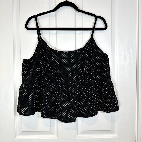 Ruffle & Polka-Dot Peplum Cropped Tank Top 1X - Picture 1 of 9